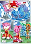  ... ? amy_rose bbmbbf camel_toe chaos_(sonic) chaos_emerald clothing comic crown dress echidna female footwear gloves grass hairband hedgehog male mammal mobius_unleashed monotreme palcomix sandals shirt shoes skirt sky sonic_(series) surprise text tiara tikal_the_echidna upskirt wet 