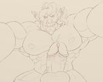  abs armpit_hair armpits balls big_muscles body_hair hair line_art looking_at_viewer male muscular pecs penis sketch smile submissive_pov troll tusks video_games warcraft zertrocci 