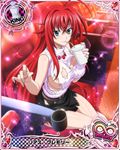  ahoge alternate_costume artist_request belt black_skirt blue_eyes breasts card_(medium) character_name chess_piece covered_nipples high_school_dxd high_school_dxd_infinity jewelry king_(chess) large_breasts long_hair official_art red_hair rias_gremory skirt solo torn_clothes trading_card very_long_hair 