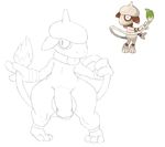  2016 anthromaster balls feral flaccid humanoid_penis looking_at_viewer male mammal monochrome nintendo partially_retracted_foreskin penis pok&eacute;mon simple_background smeargle smile solo thick_thighs tongue tongue_out uncut video_games white_background wide_hips 