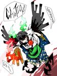  arm_cannon bad_id bad_pixiv_id black_hair black_wings bow caution hair_bow red_eyes reiuji_utsuho sharp_teeth solo teeth the_omoti third_eye touhou weapon wings 