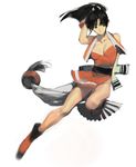  black_eyes black_hair breasts cleavage fan fatal_fury folding_fan gloves japanese_clothes large_breasts lechuza ninja pelvic_curtain ponytail revealing_clothes rope shiranui_mai solo the_king_of_fighters 
