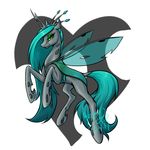  &lt;3 2015 begasuslu changeling crown female feral friendship_is_magic green_eyes green_hair hair horn looking_at_viewer membranous_wings my_little_pony queen_chrysalis_(mlp) simple_background slit_pupils smile solo spread_wings white_background wings 