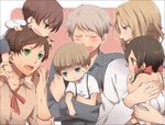  5boys ahoge axis_powers_hetalia black_hair blonde_hair blue_eyes blush brown_hair child france_(hetalia) germany_(hetalia) green_eyes hair_ribbon multiple_boys murakami_yuichi prussia_(hetalia) ribbon seychelles_(hetalia) short_hair southern_italy_(hetalia) spain_(hetalia) 