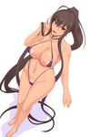  black_hair breasts collarbone highres kurochijo large_breasts long_hair navel open_mouth original pasties red_eyes shuugetsu_karasu slingshot_swimsuit smile solo swimsuit upper_body very_long_hair 