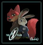  byron_howard canine clothed clothing crossover disney duo female fox judy_hopps lagomorph male mammal nick_wilde rabbit the_x-files zootopia 