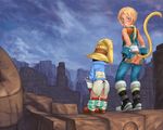  2boys anus ass blush character_request fairwind final_fantasy final_fantasy_ix looking_at_viewer multiple_boys naughty_face outdoors size_difference spreading vivi_ornitier zidane_tribal 