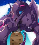  2016 alternate_color anthro anthrofied areola big_breasts big_nipples black_sclera breasts claws cloud dragon female hi_res horn legendary_pok&eacute;mon looking_at_viewer navel nintendo nipples outside pillar pok&eacute;mon pok&eacute;morph purple_eyes purple_nipples purple_scales rayquaza scales scalie sky smile star suddenhack video_games white_claws 
