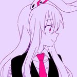  animal_ears bunny_ears limited_palette long_hair looking_to_the_side lowres necktie red_eyes reisen_udongein_inaba six_(fnrptal1010) smile solo touhou upper_body 