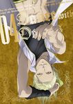  blonde_hair dance_with_devils highres jewelry looking_at_viewer male_focus nanashiro_mage navel necklace official_art open_clothes open_shirt outstretched_hand shirt smile solo text_focus upside-down white_shirt yellow_eyes 