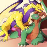  anal anal_penetration blitzdrachin blush claws cum cum_in_ass cum_inside digitigrade dogie_style dragon duo embarrassed embrace erection feral horn lying male male/male membranous_wings penetration penis purple_wings scalie sex simple_background spyro_the_dragon terrador tongue tongue_out video_games volteer western_dragon wings yellow_background yellow_wings 