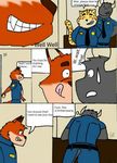  benjamin_clawhauser bovine buffalo canine cheetah chief_bogo clothing comic dialogue disney feline fox greykenny_wolfz_(artist) group male male/male mammal musclers nick_wilde police slightly_chubby zootopia 