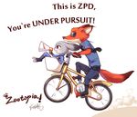  bicycle canine disney fox judy_hopps lagomorph mammal megaphone nick_wilde rabbit zootopia 狼巴子原型机 