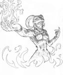  anthro elpandamangrande fangs female fire horn houndoom nintendo pencil_(artwork) pok&eacute;mon pok&eacute;morph sketch smile solo teeth traditional_media_(artwork) video_games 