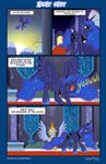  2016 armor balcony blue_eyes blue_feathers blue_fur blue_hair carpet comic door duo english_text equine fan_character feathered_wings feathers female feral flying friendship_is_magic fur hair henbe horn inside jewelry landscape mammal mountain my_little_pony necklace pegasus princess_luna_(mlp) royal_guard_(mlp) sky sun tapestry text tired window wing_boner winged_unicorn wings 