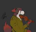  2016 canine clothing fur lupelongo male mammal musical_instrument red_panda simple_background solo violin wolf 