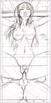  1boy 1girl artbook ass bible_black breasts doggystyle eyes_closed female happy_sex large_breasts long_hair minase_taki monochrome nude penetration penis pussy_juice scan sex sketch smile takashiro_hiroko teacher_and_student testicles vaginal 