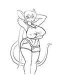  2016 animated anthro big_breasts breasts clothed clothing dancing ear_piercing female fully_clothed fuzzamorous greyscale hair jasmine_(skidd) long_hair looking_at_viewer loop mammal monochrome mouse nipples piercing rodent simple_background sketch solo white_background 