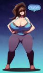  big_breasts breasts clothed clothing dialogue female human maki_hashiba_(character) mammal riendonut short_stack solo standing thick_thighs wide_hips 