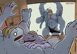  4_arms barasaurus butt caught clothing machamp machoke machop male male/male multi_arm multi_limb nintendo pok&eacute;mon underwear undressing video_games 