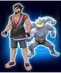  full_body gen_1_pokemon glen_(pokemon) machamp official_art pokemon_(creature) pokken_tournament projected_inset 