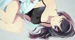  black_hair blue_eyes highres ichinose_shiki idolmaster idolmaster_cinderella_girls long_hair one_eye_closed saitou_yuu solo strap_slip 