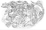  absurdres greyscale highres karin_(p&amp;d) lineart monochrome official_art puzzle_&amp;_dragons solo 