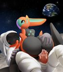  1girl alien alternate_form anus ass ass_grab astronaut black_sky bulge clothed_sex cowgirl_position creature cum cum_in_pussy deoxys earth erection from_behind gen_3_pokemon girl_on_top heart heart-shaped_pupils hetero highres huge_ass interspecies looking_at_viewer looking_back manene moon penis pokemon pokemon_(creature) pussy reflection reflective_visor sex shooting_star sky space spacesuit star_(sky) starry_sky straddling symbol-shaped_pupils testicles uncensored vaginal 