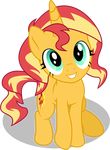  2016 absurd_res alpha_channel cutie_mark equestria_girls equine female feral fur green_eyes hair hi_res horn looking_at_viewer mammal multicolored_hair my_little_pony orange_fur pencils_(artist) simple_background smile solo sunset_shimmer_(eg) transparent_background two_tone_hair unicorn wings 