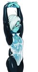  alien blue_eyes blue_skin girly hair lips looking_at_viewer male modeseven rubber solo thick_thighs white_hair wide_hips 