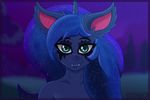  2016 ambiguous_gender anthro bat_pony blue_eyes blue_skin equine fangs female fluffy friendship_is_magic hi_res horn horse invalid_background lip_shine looking_at_viewer mammal my_little_pony night pony portrait princess_luna_(mlp) smile standing star tattoo vrabo 