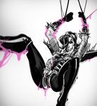  2016 bdsm bondage bound butt clothed clothing cum digital_media_(artwork) erection girly hair humanoid legwear machine male mettaton monster not_furry penis robot simple_background smile solo undertale video_games 