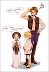  1girl 2boys chewbacca han_solo luke_skywalker multiple_boys princess_leia_organa_solo simple_background star_wars 