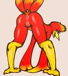  absurd_res all_fours anthro anus avian banjo-kazooie bird butt feathers female hi_res kazooie looking_at_viewer looking_back pussy rareware red_feathers solo 