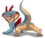  2016 blue_scales capcom dragon female feral horn kingbeast lagiacrus leviathan_(mh) looking_at_viewer monster_hunter nude pussy scales simple_background solo video_games white_background 