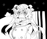  blush breasts breath buttons coat elsie-san_(oshiruko) greyscale huge_breasts long_hair looking_at_viewer monochrome original oshiruko_(tsume) scarf sketch solo star two_side_up wavy_hair 