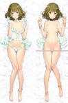  anklet areolae ass_visible_through_thighs babydoll bare_shoulders barefoot blue_eyes blush bracelet breasts censored choker dakimakura feet full_body gloves green_eyes green_hair heterochromia highres idolmaster idolmaster_cinderella_girls jewelry long_legs looking_at_viewer lying medium_breasts mole mole_under_eye multiple_views navel nipple_slip nipples nude on_back ooyari_ashito panties short_hair side-tie_panties skindentation smile strap_slip string_panties takagaki_kaede thigh_gap underwear white_gloves white_panties 