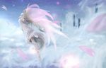  akai_kitsune blonde_hair cherry_blossoms cloud from_behind highres lily_white long_hair solo touhou very_long_hair wings 