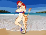  anthro bathing-suit beach big_breasts bikini breasts cleavage clothed clothing dessert female food fur giraffe hair huge_breasts ice_cream invalid_tag juice lactating leaking long_hair mammal nipples nude open_mouth pussy seaside skidd solo swimsuit thick_thighs tongue transformation wide_hips 