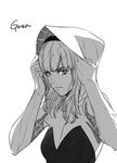  bad_id bad_twitter_id greyscale gwen_stacy highres hood kozaki_yuusuke marvel mask mask_removed monochrome solo spider-gwen superhero 