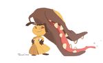  ambiguous_gender jaw mawile nintendo pok&eacute;mon red_eyes simple_background solo temmie_chang tongue video_games 