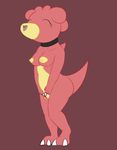  anthro areola breasts brown_background claws collar erect_nipples eyelashes eyes_closed female handjob hi_res magby masturbation nintendo nipples nude open_mouth pok&eacute;mon posexe pussy red_skin reptile scalie simple_background small solo standing toe_claws tongue video_games 