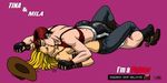  2girls blonde_hair breast_press breasts dead_or_alive dead_or_alive_5 eyes_closed girl_on_top hand_holding kiss large_breasts leg_between_thighs lying lying_on_a_person lying_on_person mila mila_(doa) multiple_girls mutual_yuri osmar-shotgun red_hair short_hair tina_armstrong yuri 