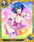  alternate_costume blue_hair breasts card_(medium) character_name checkered checkered_background chess_piece covered_nipples gradient gradient_background green_hair heart heart_hands high_school_dxd knight_(chess) large_breasts maid_headdress multicolored_hair official_art rainbow_background runes short_hair solo streaked_hair thighhighs torn_clothes torn_legwear trading_card two-tone_hair xenovia_quarta yellow_eyes 