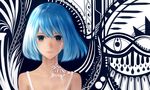  blue_eyes blue_hair bou_nin original short_hair tattoo 