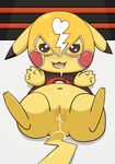  blush cosplay_pikachu cum female feral fur kaitendo looking_at_viewer lying nintendo on_back open_mouth pikachu pikachu_libre pok&eacute;mon pussy solo v_sign video_games yellow_fur 