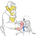  animated_skeleton asgore_dreemurr bone caprine comparing damidnaittemz goat huge_penis imminent_sex mammal penis sans_(undertale) skeleton undead undertale video_games 