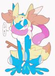  ambiguous_gender amphibian anthro better_version_at_source braixen canine cosplay fox frog greninja japanese_text mammal nintendo pok&eacute;mon simple_background text tongue tongue_out translated video_games winte 