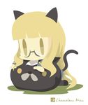  animal_ears artist_name blonde_hair cat_ears chameleon_man_(three) chibi flat_color glasses no_lineart perrine_h_clostermann solo strike_witches world_witches_series yellow_eyes 