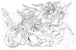  greyscale hera_(p&amp;d) highres lineart monochrome official_art puzzle_&amp;_dragons zeus_(p&amp;d) 